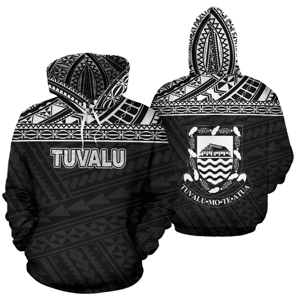 Tuvalu Polynesian Hoodie Horizontal Black Unisex Black - Polynesian Pride