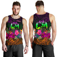 Tonga Polynesian Men's Tank Top - Summer Hibiscus - Polynesian Pride