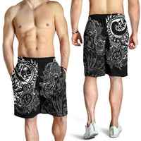 Guam Polynesian Shorts (Men) - White Turtle Flowing - Polynesian Pride