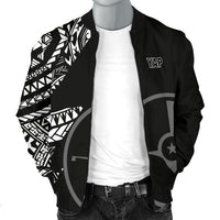 Yap Men's Bomber Jacket - Micronesian Pattern Flash Black - Polynesian Pride