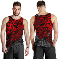 Guam Polynesian Tank Top (Men) - Red Turtle Flowing - Polynesian Pride