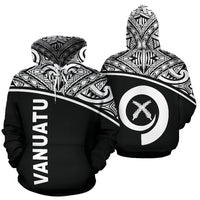 Vanuatu Polynesian Hoodie Black Curve Unisex Black - Polynesian Pride
