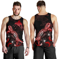 Papua New Guinea Men Tank Top - Turtle With Blooming Hibiscus Red - Polynesian Pride