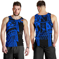 Polynesian Guinea Men's Tank Top - Moana Maui Tattoo With Coat Of Arm Guinea Blue - Polynesian Pride