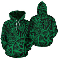 Hawaii Hoodie Polynesian Hawaiian Style Tribal Tattoo Green Pullover - Polynesian Pride