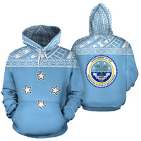 Federated States of Micronesia All Over Hoodie Polynesian Hoodie Style Unisex White - Polynesian Pride