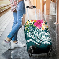 Tahiti Polynesian Luggage Covers - Summer Plumeria (Turquoise) - Polynesian Pride