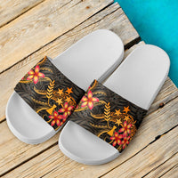 Kosrae Micronesian Slide Sandals - Gold Plumeria - Polynesian Pride