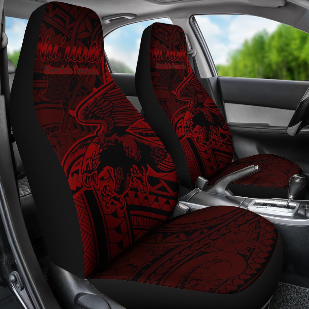 American Samoa Car Seat Covers - Nu'uuli Red Polynesian Patterns Universal Fit Black - Polynesian Pride