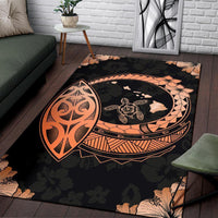 Hawaii Turtle Hibiscus Corner Map Polynesian Area Rug AH - Polynesian Pride