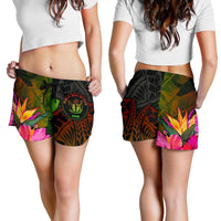 Niue Polynesian Women's Shorts - Hibiscus and Banana Leaves - Polynesian Pride