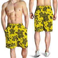 Polynesian Turtle Palm And Sea Pebbles Yellow Men's Short - Polynesian Pride