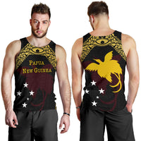 Papua New Guinea Men's Tank Top - Erudite Eye Black - Gold - Polynesian Pride