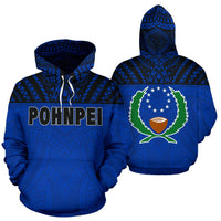 Pohnpei All Over Hoodie Micronesia Version Unisex Blue - Polynesian Pride