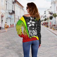 Pohnpei Micronesia Women Off Shoulder Sweater Reggae - Turtle With Hook - Polynesian Pride