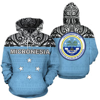 Federated States of Micronesia All Over Hoodie Polynesian Hoodie Style Unisex White - Polynesian Pride
