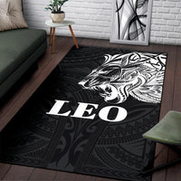 Sun In Leo Zodiac Area Rug Polynesian Tattoo Simple - White - Polynesian Pride