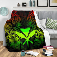 Polynesian Hawaii (Kanaka Maoli) Premium Blanket - Reggae Turtle Homeland - Polynesian Pride