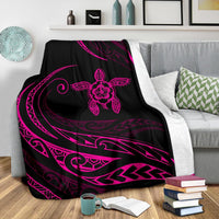 Hawaii Turtle Hibicus Premium Blanket - Frida Style - Pink - Polynesian Pride