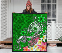 Samoa Premium Quilt - Turtle Plumeria (Green) - Polynesian Pride