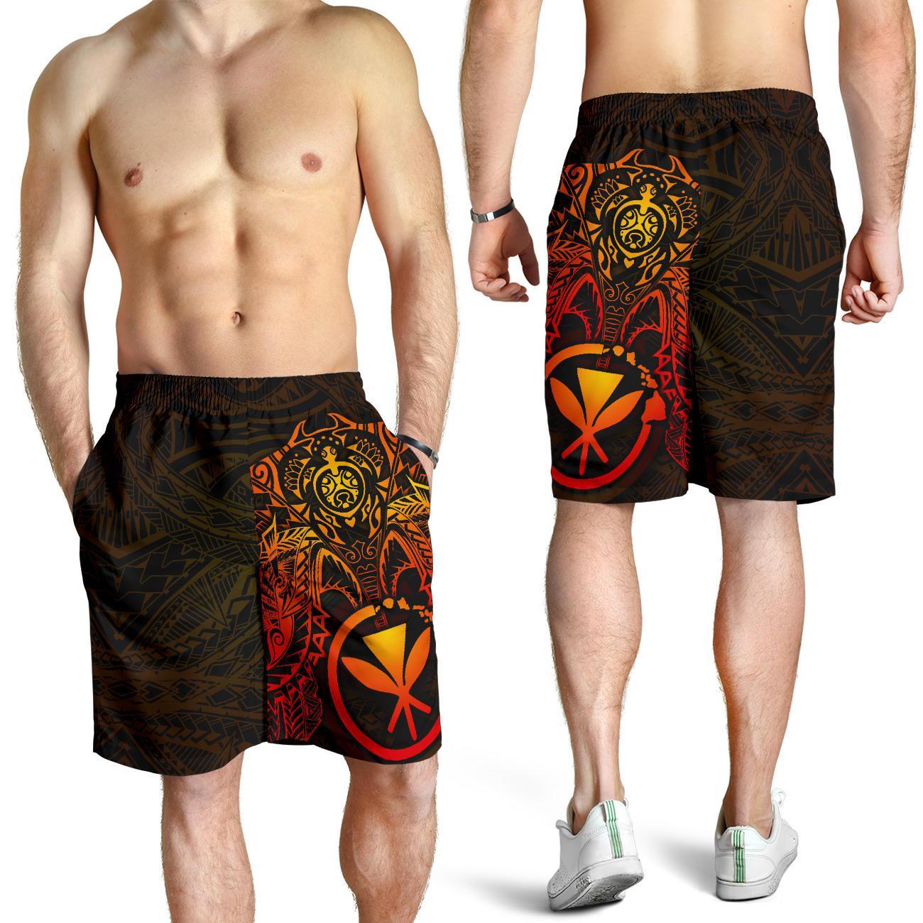 Polynesian Hawaii Shorts (Men) - Red Turtle Manta Ray RED - Polynesian Pride
