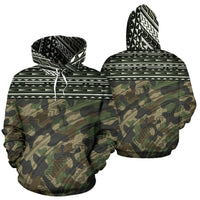 Poly All Over Hoodie Polynesian Army Unisex White - Polynesian Pride