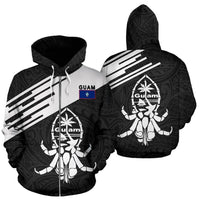 Guam Zip up Hoodie Guam Coat of Arms In Coconut Crab Unisex Black - Polynesian Pride