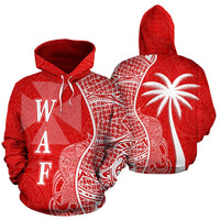 Wallis nd Futuna Polynesian Hoodie Coconut Tree Red nd White Unisex Red - Polynesian Pride