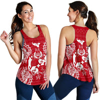 Tonga Polynesian Women Tank Top Map Red White - Polynesian Pride