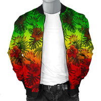 Polynesian Men's Bomber Jacket - Reggae Hibiscus Patterns - Polynesian Pride