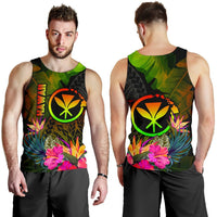 Polynesian Hawaii Kanaka Maoli Polynesian Men's Tank Top - Hibiscus and Banana Leaves - Polynesian Pride