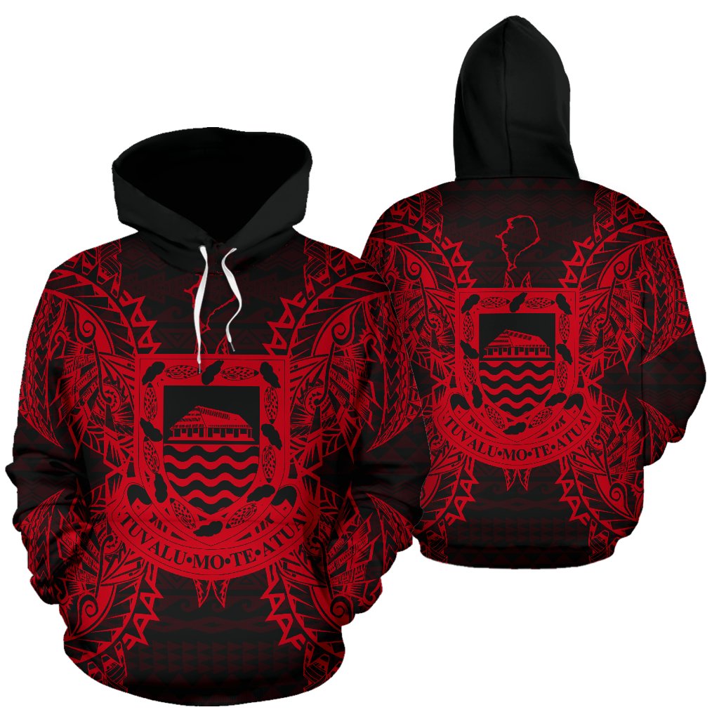 Tuvalu Polynesian ll Over Hoodie Map Red Unisex Red - Polynesian Pride