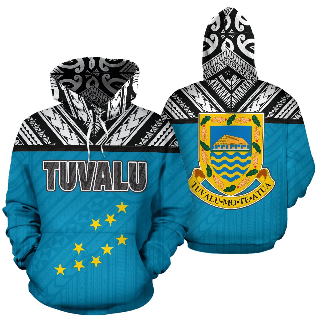 Tuvalu All Over Hoodie Polynesian Hoodie Style Unisex White - Polynesian Pride
