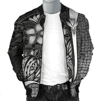 Polynesian Hawaii Men Bomber Jacket White - Turtle with Hook - Polynesian Pride