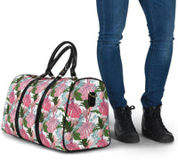 Pink Monstera And Green Tropical Leaves White Hawaii Travel Bag - Polynesian Pride