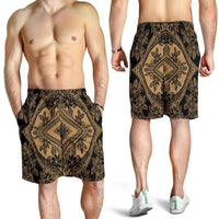 Polynesian Plumeria Mix Gold Black Men's Short - Polynesian Pride