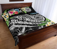 Polynesian American Samoa Quilt Bed Set - Summer Plumeria (Black) - Polynesian Pride