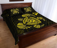 Hawaii Turtle Hibicus Map Quilt Bed Set - Yellow - Polynesian Pride