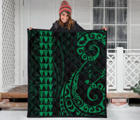 Hawaii Kakau Green Polynesian Premium Quilt - Polynesian Pride