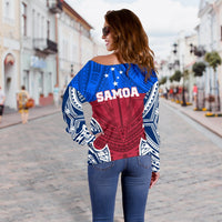 Samoa Polynesian Women's Off Shoulder Sweater - Samoan Pattern With Seal - Polynesian Pride