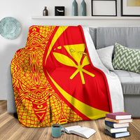 Hawaii Premium Blanket Kanaka Polynesian - Circle Style Red And Yellow - Polynesian Pride