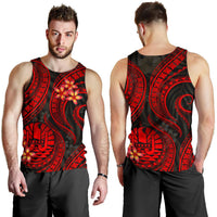 Tahiti Polynesian Men Tank Top - Red Plumeria RED - Polynesian Pride