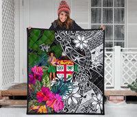 Fiji Premium Quilt - Turtle Plumeria Banana Leaf Crest - Polynesian Pride