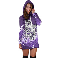 Maori Manaia The Blue Sea Hoodie Dress, Purple - Polynesian Pride