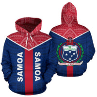 Samoa Hoodie Samoa Coat of Arms Polynesian Tattoo Unisex Blue - Polynesian Pride
