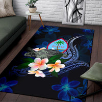 Guam Polynesian Area Rug - Turtle With Plumeria Flowers - Polynesian Pride