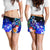 Custom Personalised Chuuk Women's Shorts - Humpback Whale with Tropical Flowers (Blue) - Polynesian Pride