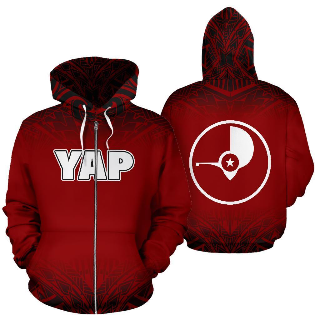 Yap All Over Zip up Hoodie Red Fog Style Unisex Red - Polynesian Pride