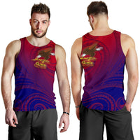 American Samoa Polynesian Men's Tank Top - Bald Eagle (Blue - Red) Blue - Polynesian Pride