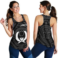 Pohnpei Personalised Women's Racerback Tank - Pohnpei Seal With Polynesian Tattoo Style ( Black) - Polynesian Pride